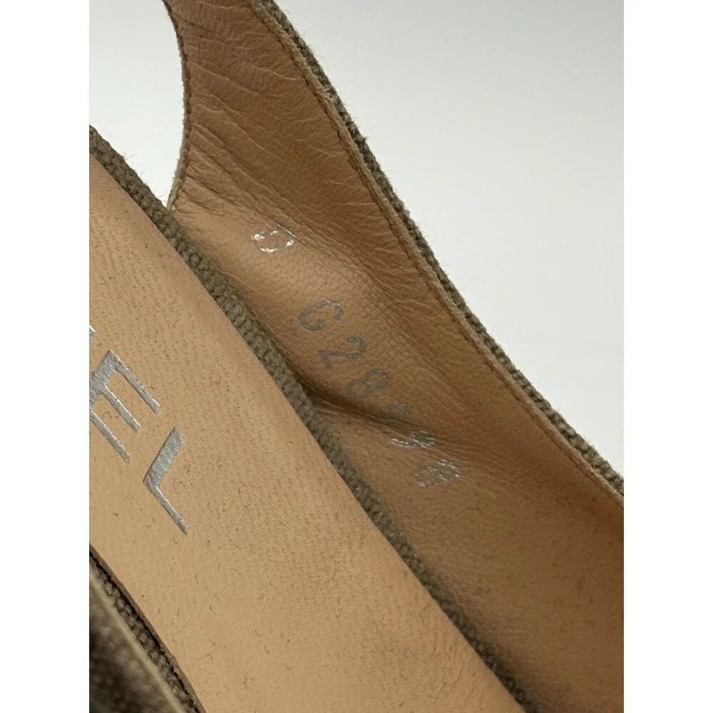 Chanel Gray Canvas Chain Peep Toe Platform Slingback Pumps Y2K Size EU 36